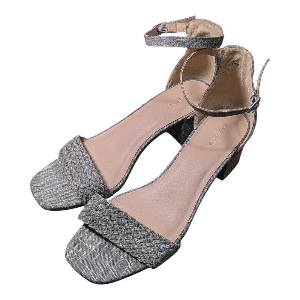 Maurice's - Braided Toe Strap - Block Heels Grey Size 10M Roxy Great Condition